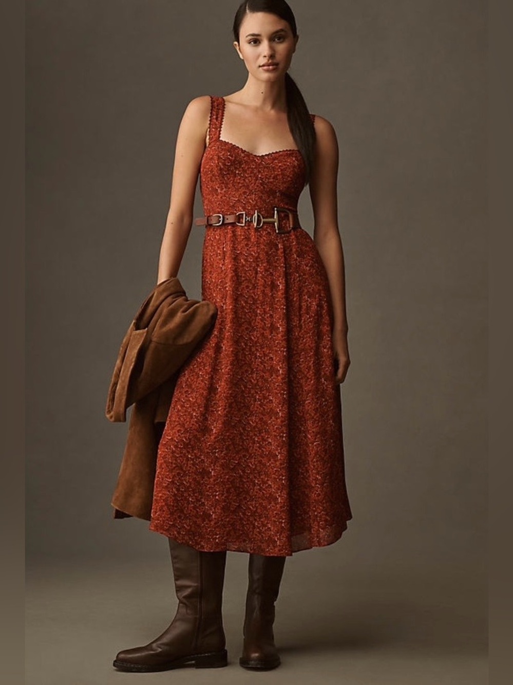 REFORMATION Lela  Sweetheart A Line Midi Dress